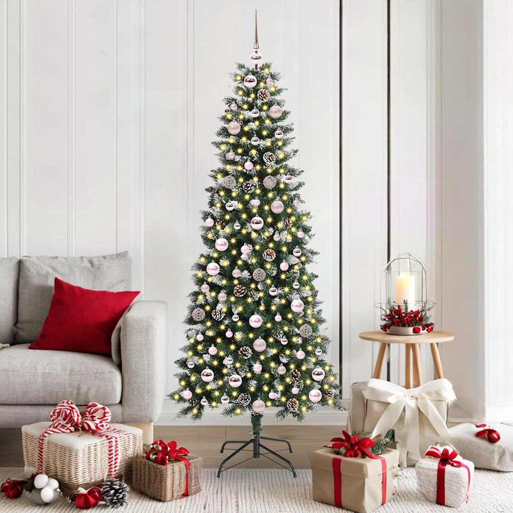 BRINLO Artificial Christmas Tree with 300 LEDs with Stand Green 180 cm