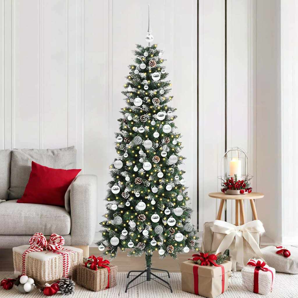 BRINLO Artificial Christmas Tree with 300 LEDs with Stand Green 180 cm