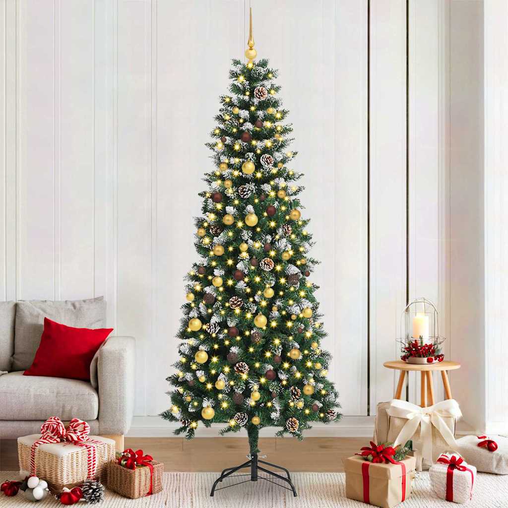 BRINLO Artificial Christmas Tree with 300 LEDs with Stand Green 210 cm