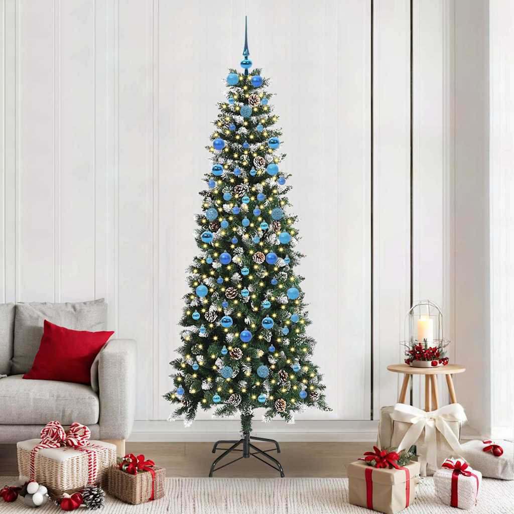 BRINLO Artificial Christmas Tree with 300 LEDs with Stand Green 210 cm