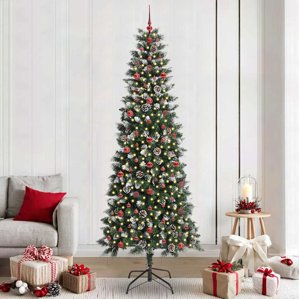 BRINLO Artificial Christmas Tree with 300 LEDs with Stand Green 240 cm
