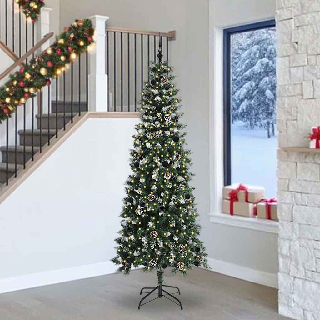 BRINLO Artificial Christmas Tree with 300 LEDs with Stand Green 240 cm