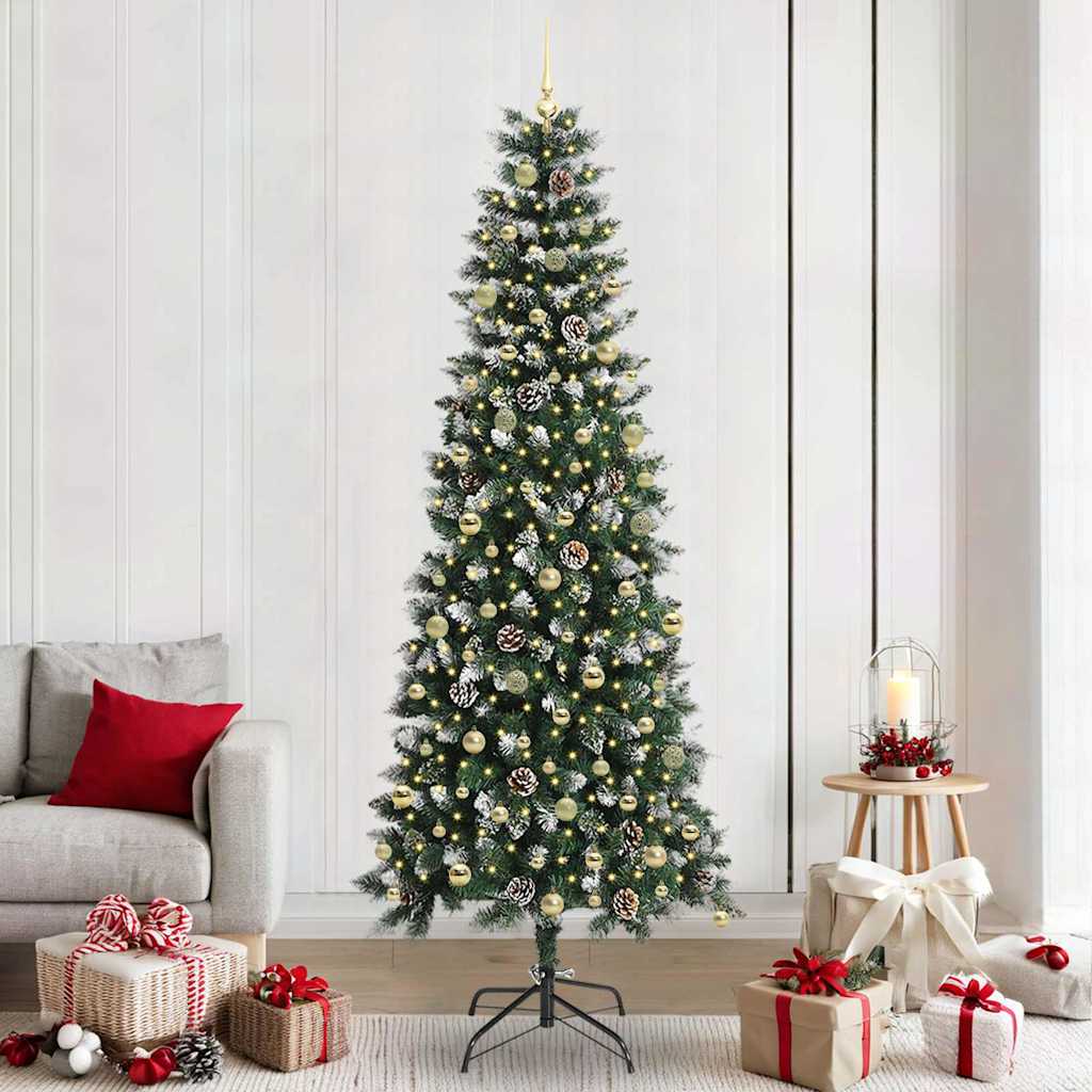 BRINLO Artificial Christmas Tree with 300 LEDs with Stand Green 240 cm