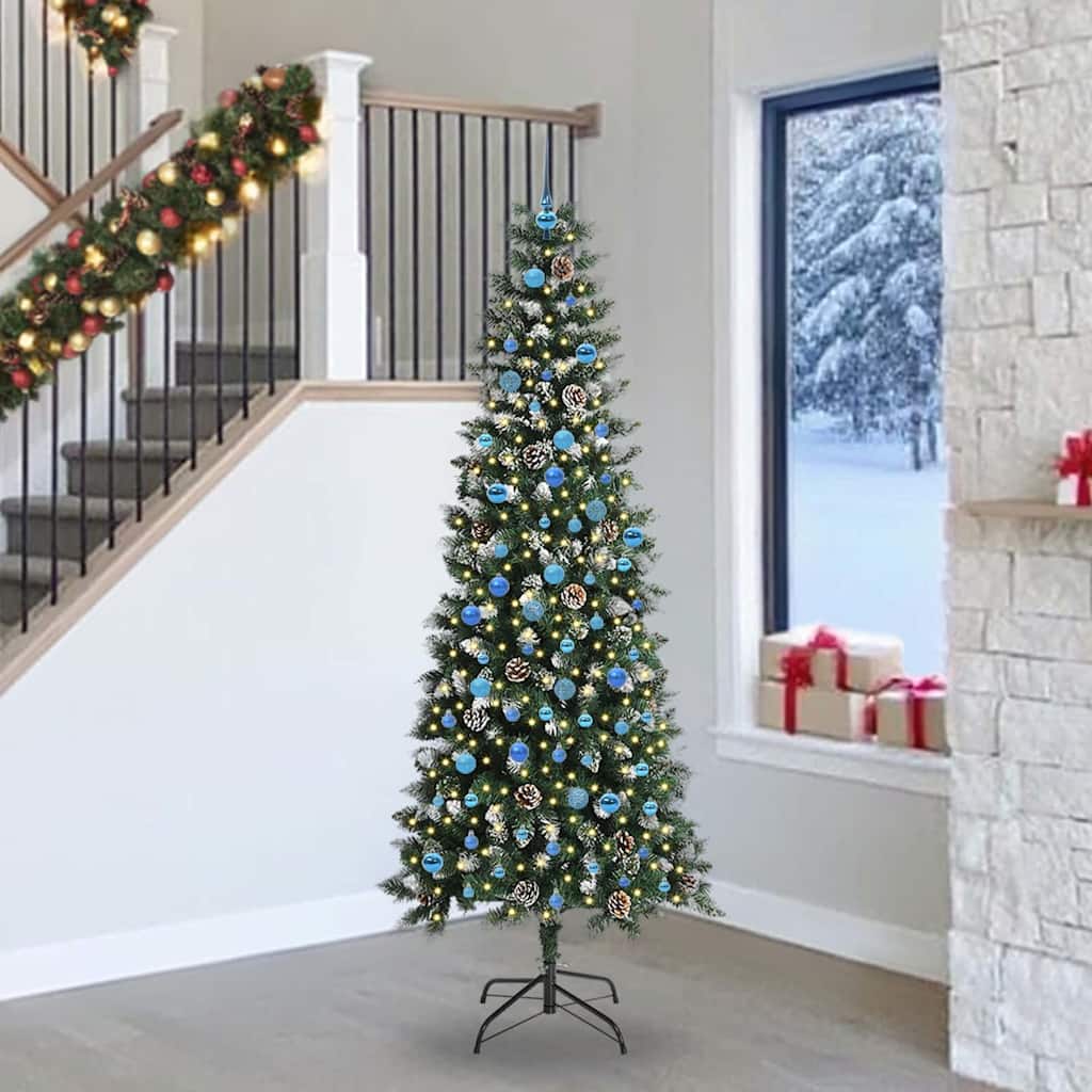 BRINLO Artificial Christmas Tree with 300 LEDs with Stand Green 240 cm