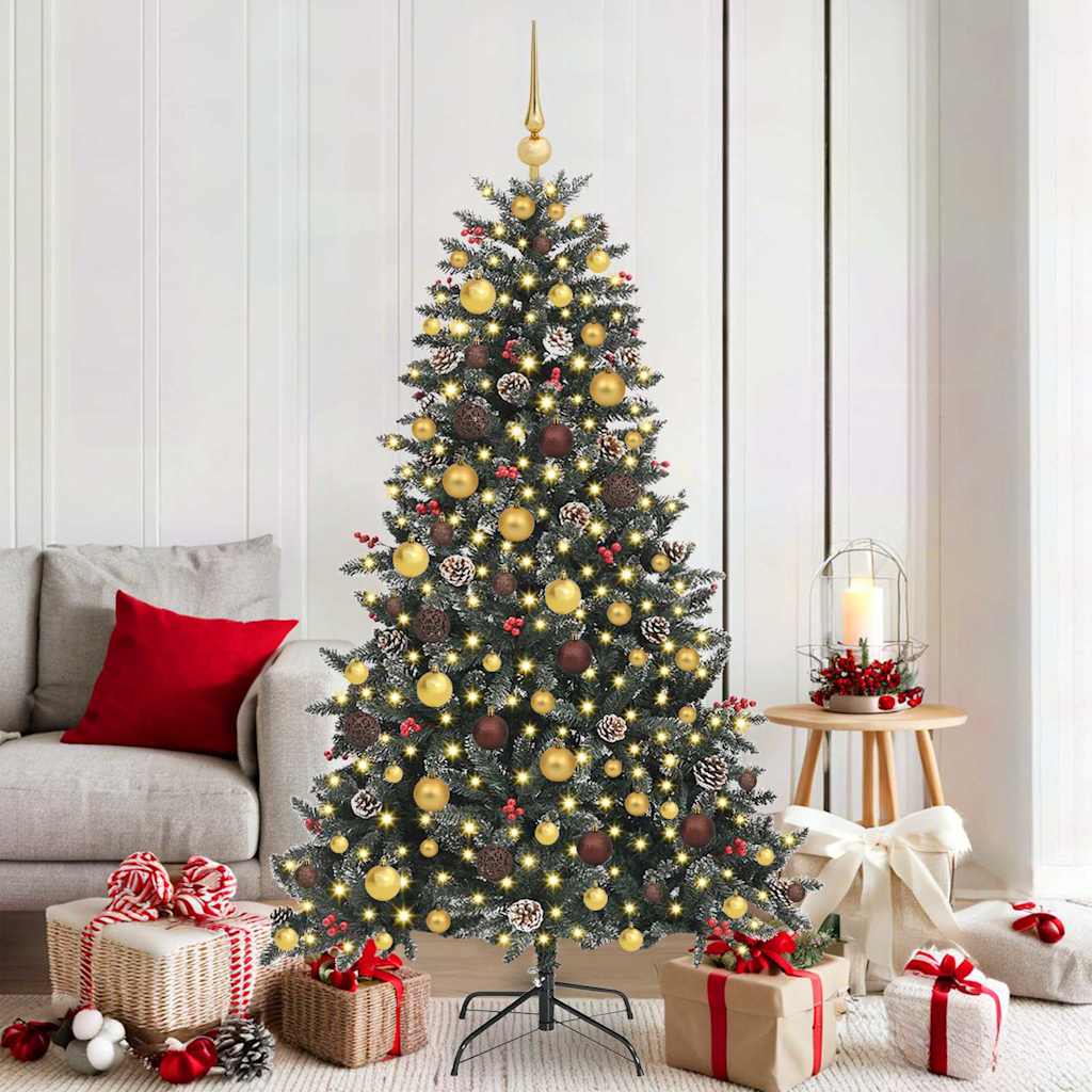 BRINLO Artificial Christmas Tree with 300 LEDs with Stand Green 180 cm