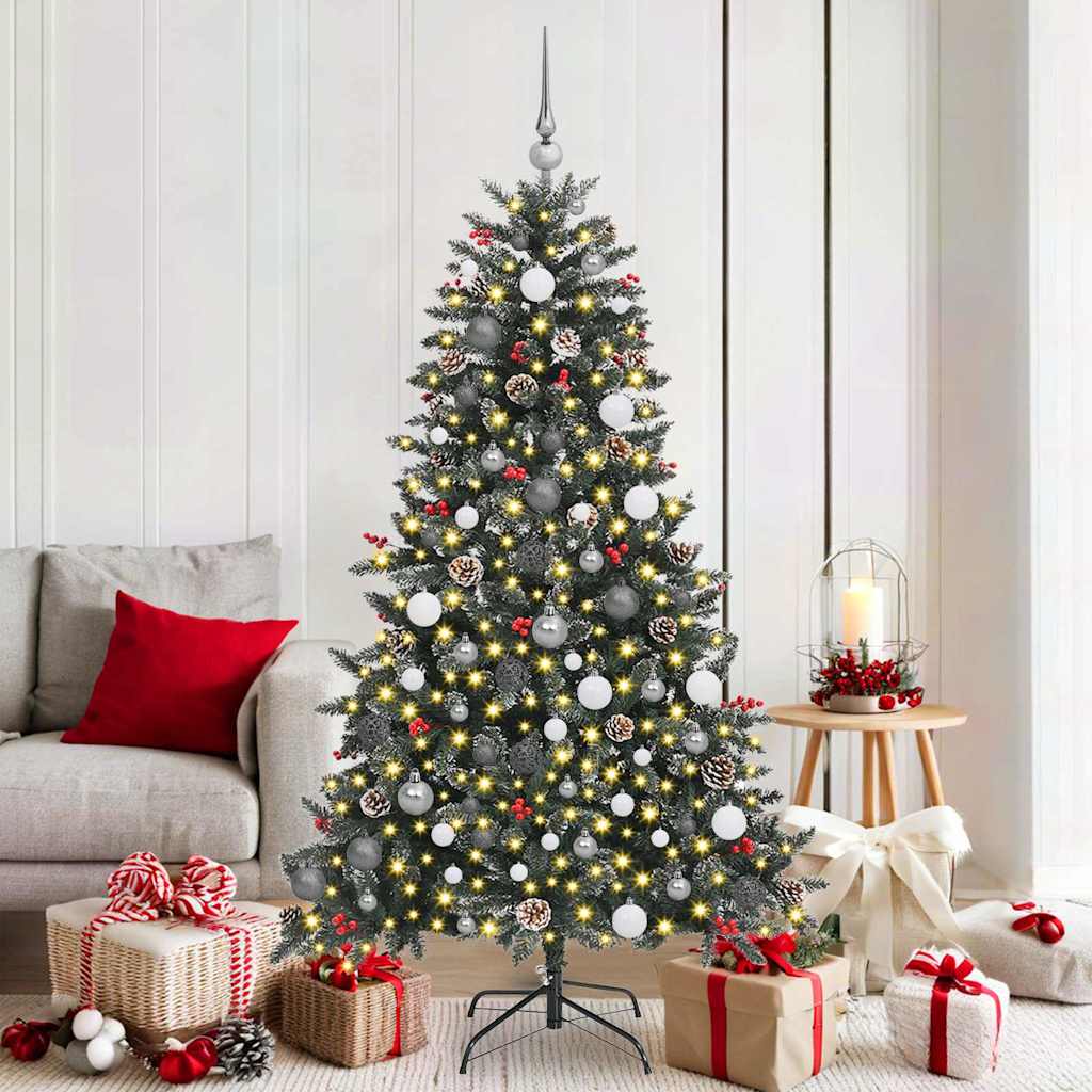 BRINLO Artificial Christmas Tree with 300 LEDs with Stand Green 180 cm