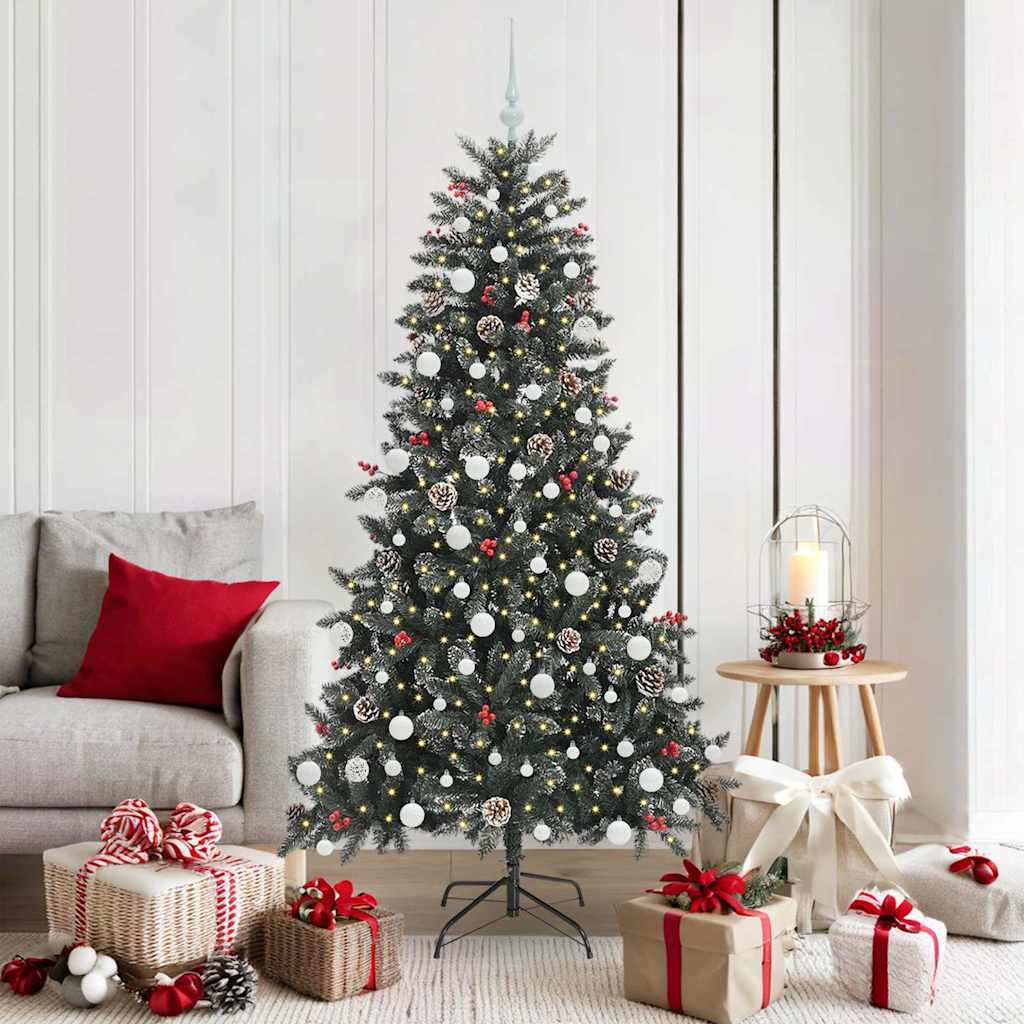 BRINLO Artificial Christmas Tree with 300 LEDs with Stand Green 180 cm