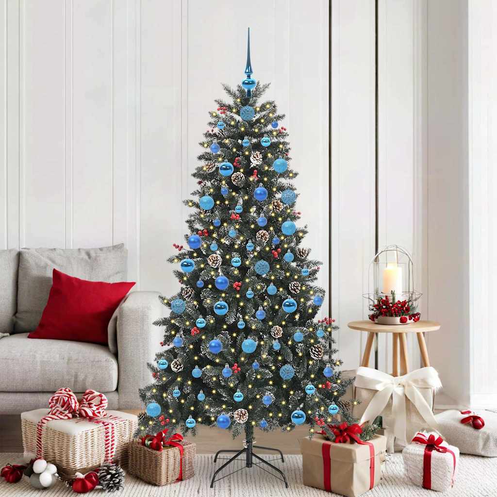 BRINLO Artificial Christmas Tree with 300 LEDs with Stand Green 180 cm