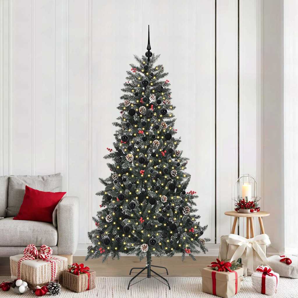 BRINLO Artificial Christmas Tree with 300 LEDs with Stand Green 210 cm