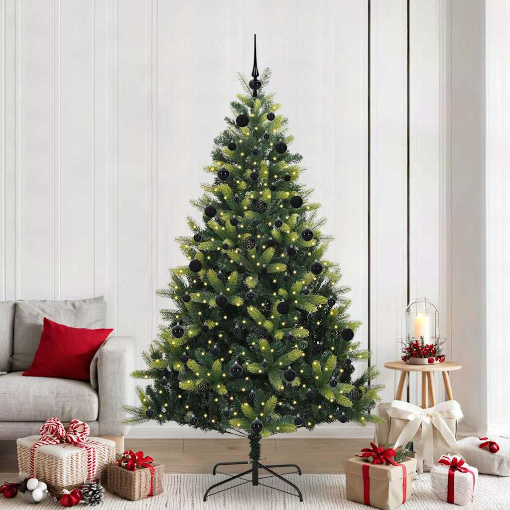 BRISKA Artificial Hinged Christmas Tree 300 LEDs Green 210 cm