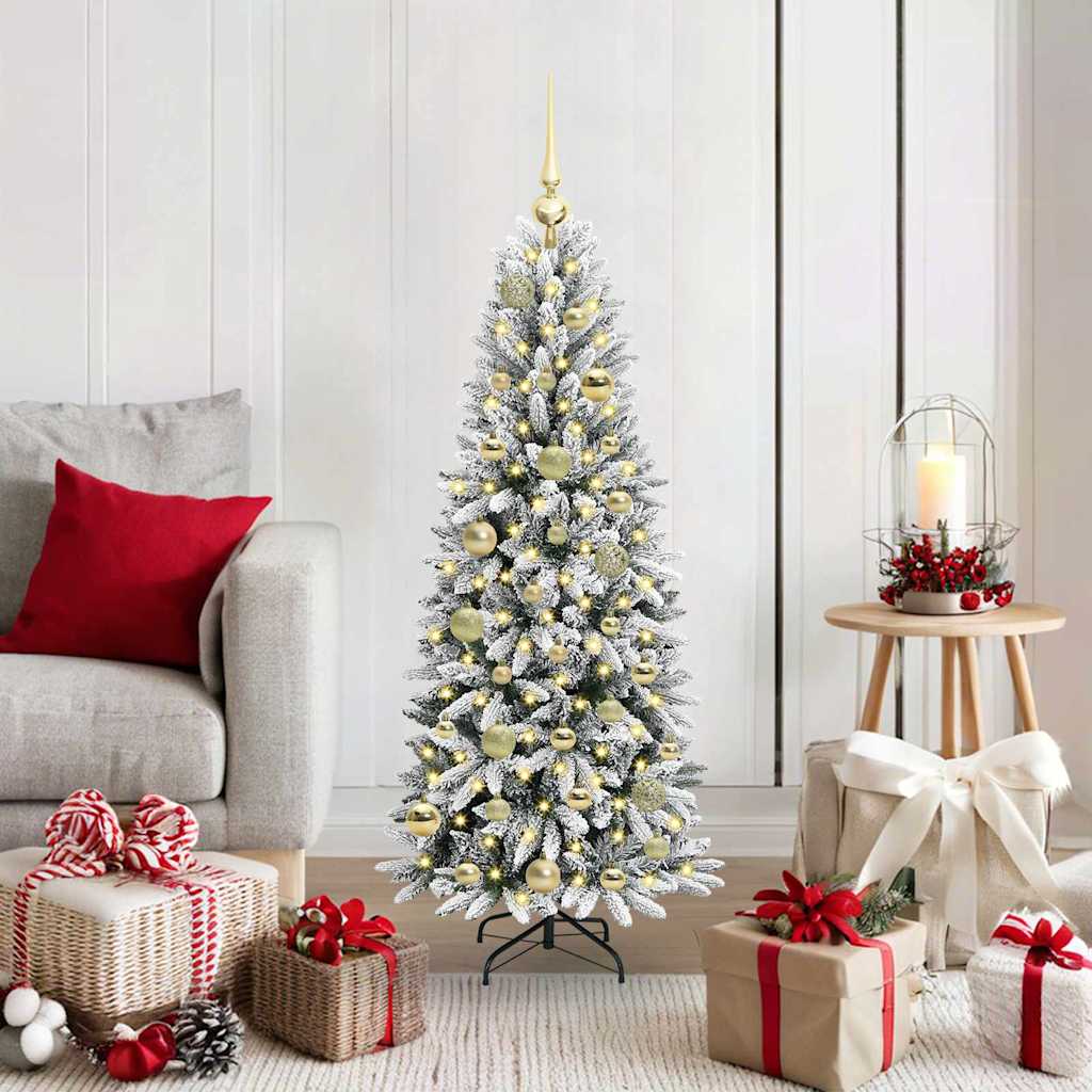 BRISKA Artificial Christmas Tree with 150 LEDs with Stand White 120 cm