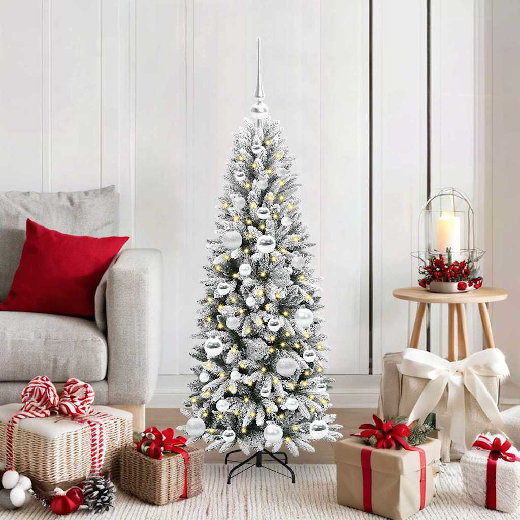 BRISKA Artificial Christmas Tree with 150 LEDs with Stand White 120 cm