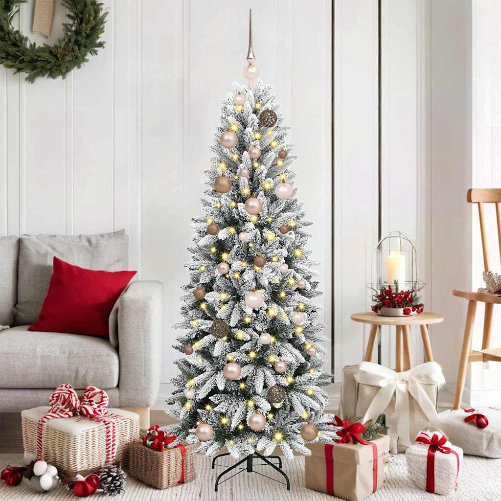 BRISKA Artificial Christmas Tree with 150 LEDs with Stand White 150 cm