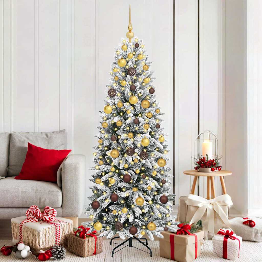 BRISKA Artificial Christmas Tree with 300 LEDs with Stand White 180 cm