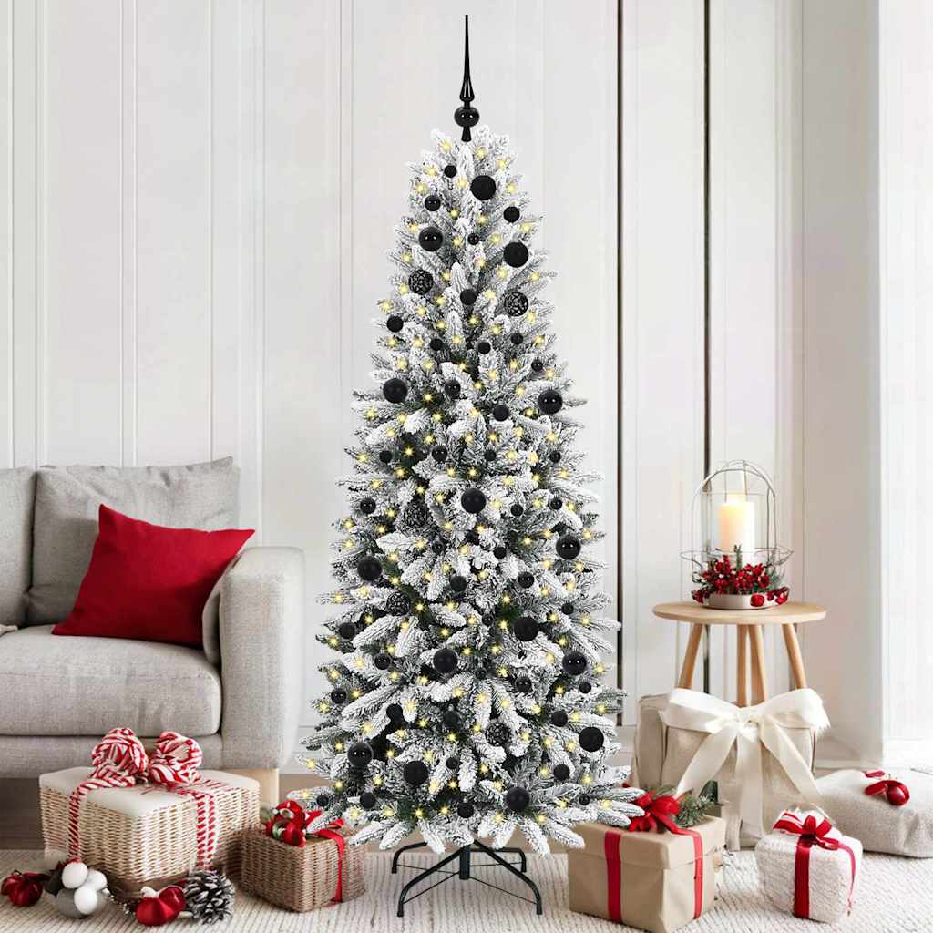 BRISKA Artificial Christmas Tree with 300 LEDs with Stand White 180 cm