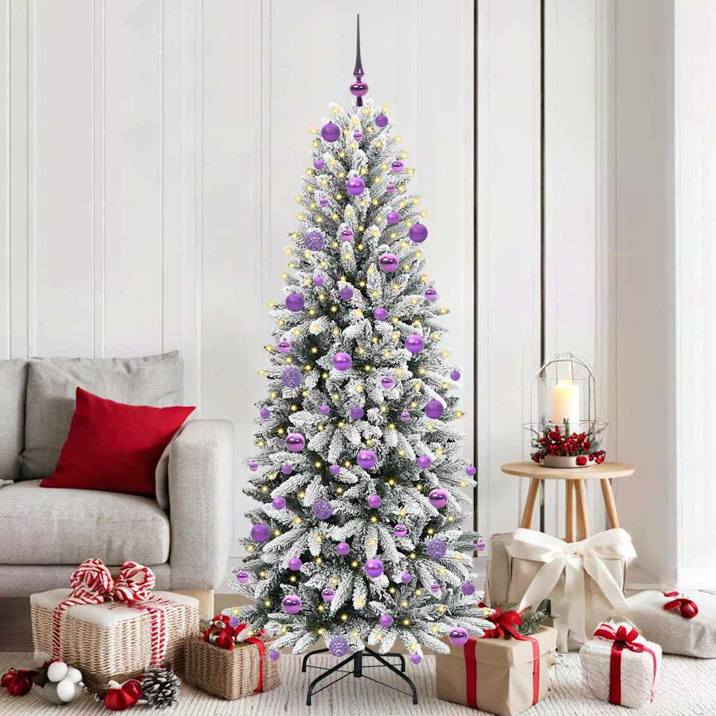 BRISKA Artificial Christmas Tree with 300 LEDs with Stand White 180 cm