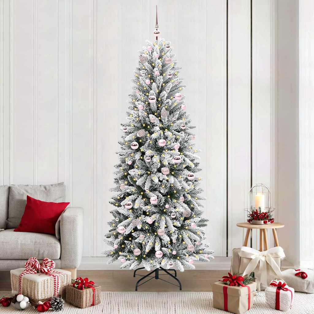 BRISKA Artificial Christmas Tree with 300 LEDs with Stand White 210 cm
