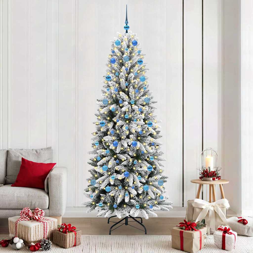 BRISKA Artificial Christmas Tree with 300 LEDs with Stand White 210 cm