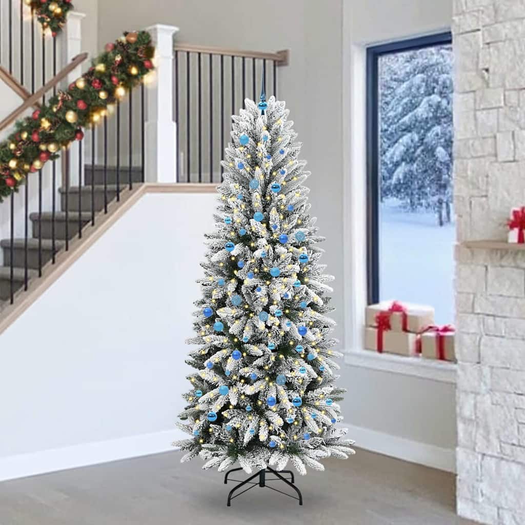 BRISKA Artificial Christmas Tree with 300 LEDs with Stand White 240 cm