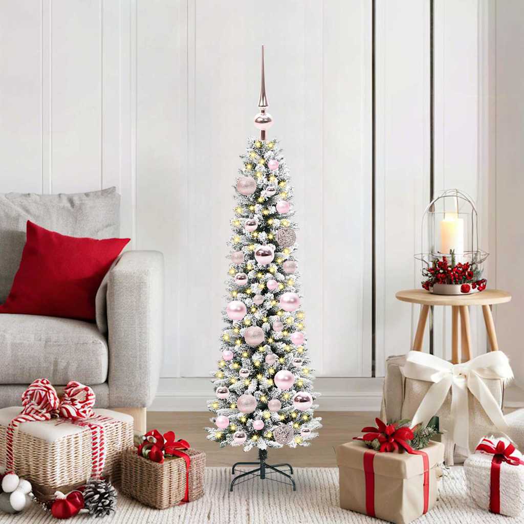 BRISKA Artificial Christmas Tree with 150 LEDs Green and white 120 cm