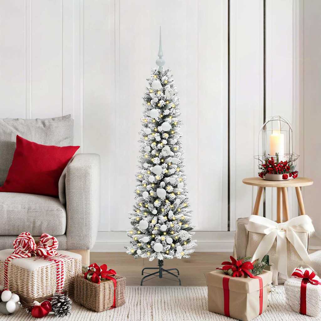BRISKA Artificial Christmas Tree with 150 LEDs Green and white 120 cm