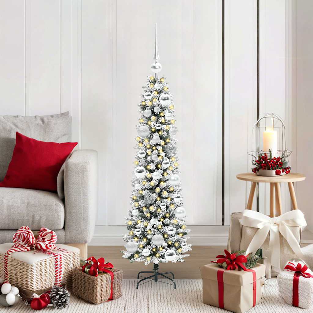 BRISKA Artificial Christmas Tree with 150 LEDs Green and white 120 cm