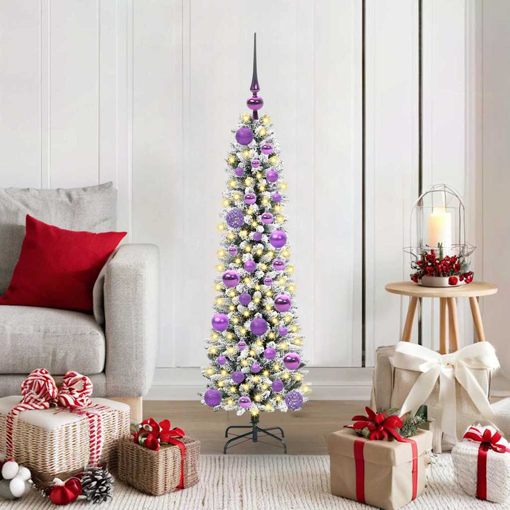 BRISKA Artificial Christmas Tree with 150 LEDs Green and white 120 cm