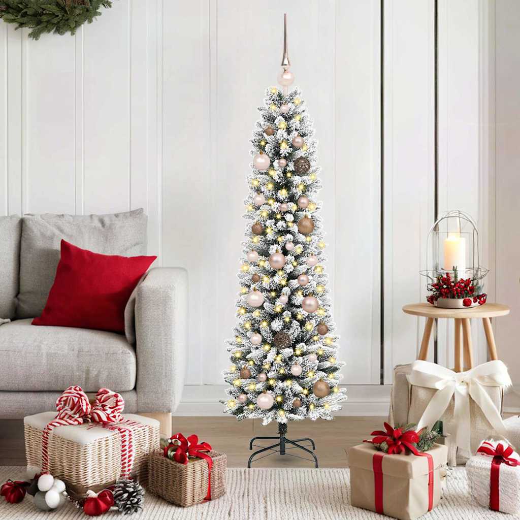 BRISKA Artificial Christmas Tree with 150 LEDs with Stand White 150 cm