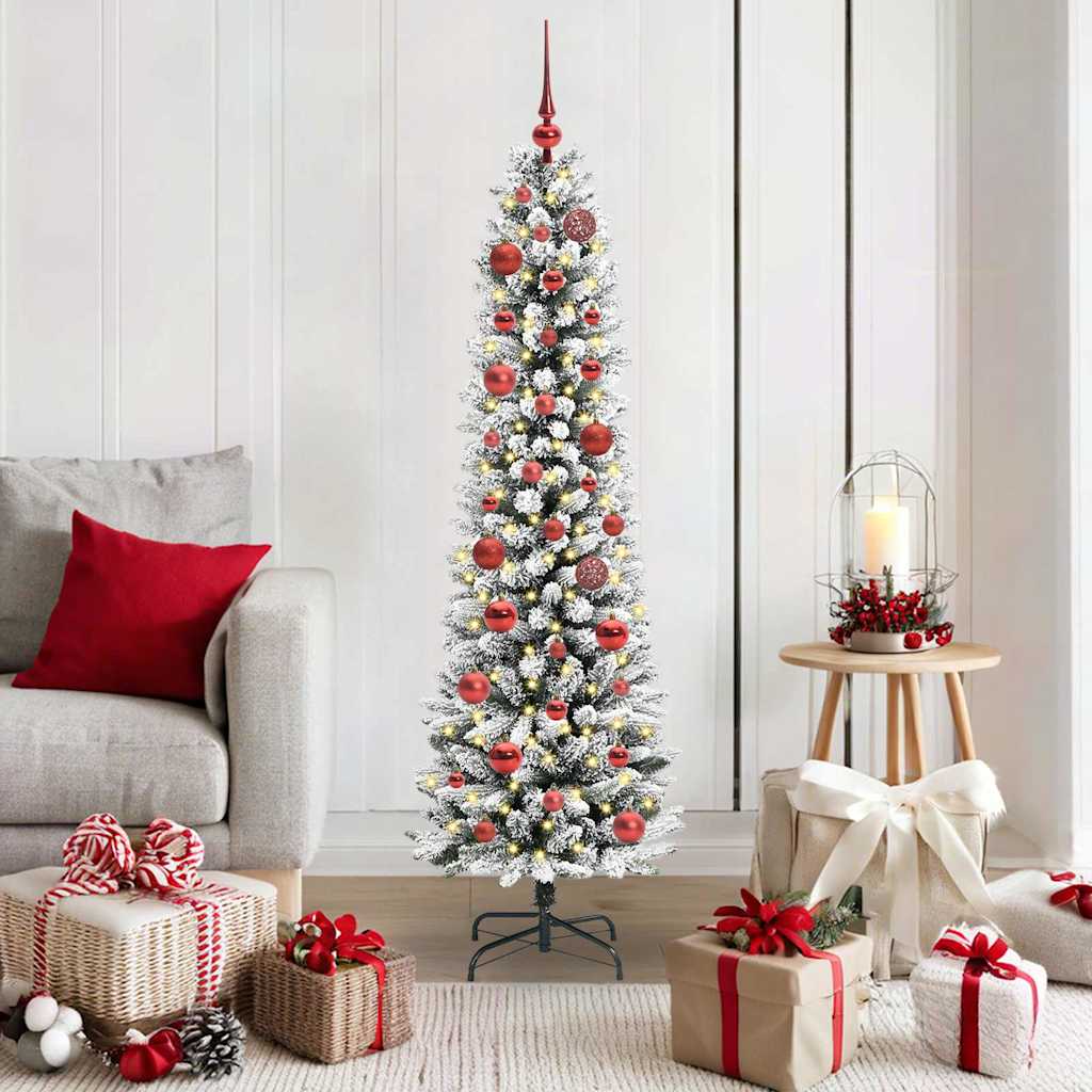 BRISKA Artificial Christmas Tree with 150 LEDs Green and white 150 cm