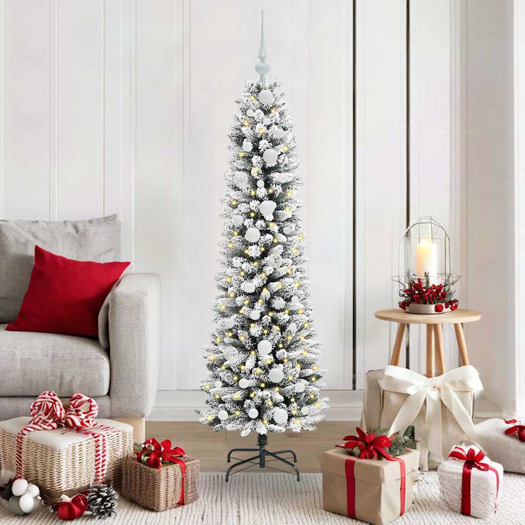 BRISKA Artificial Christmas Tree with 150 LEDs Green and white 150 cm