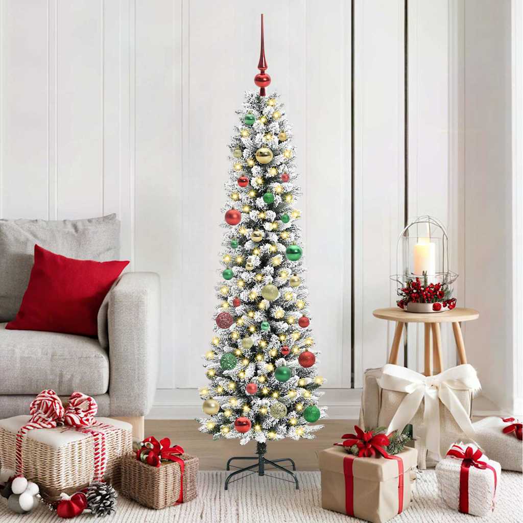 FIRDEN Artificial Christmas Tree with 150 LEDs Green and white 150 cm