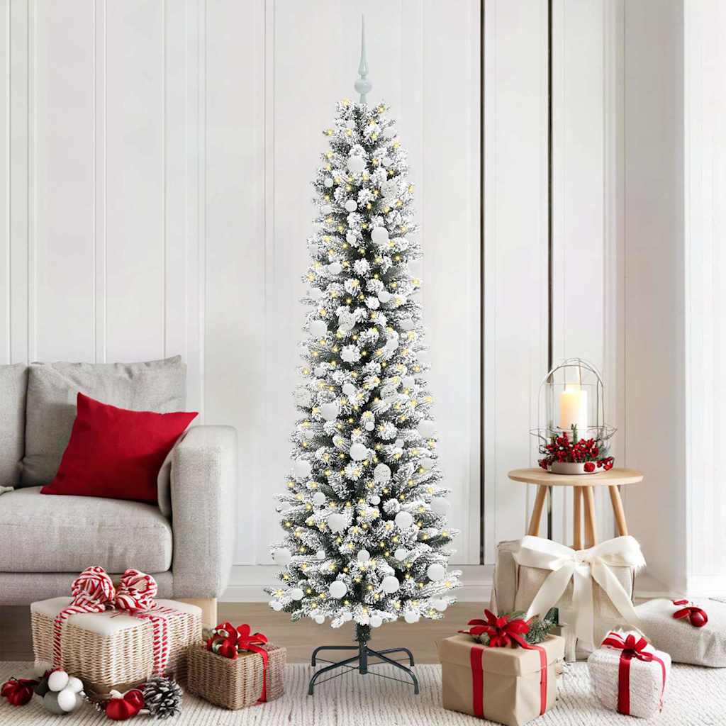 FIRDEN Artificial Christmas Tree with 300 LEDs Green and white 180 cm