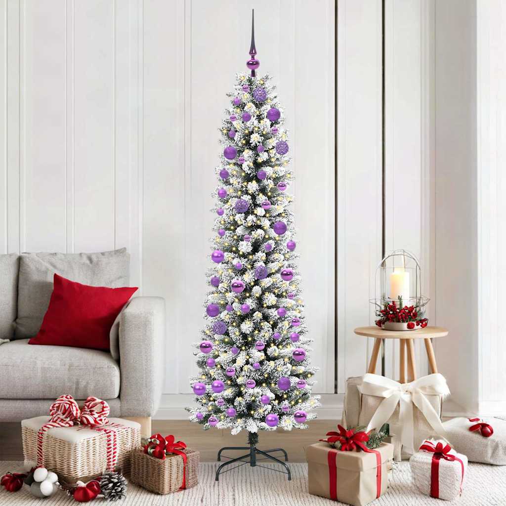 FIRDEN Artificial Christmas Tree with 300 LEDs Green and white 180 cm
