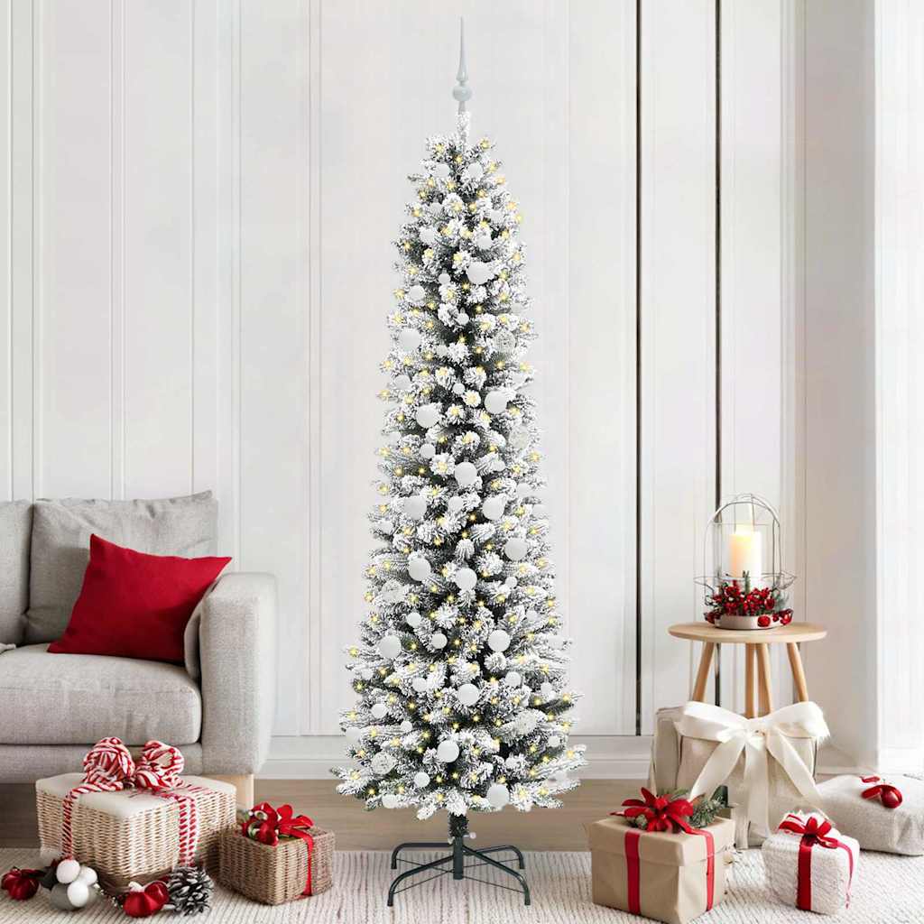 FIRDEN Artificial Christmas Tree with 300 LEDs Green and white 210 cm