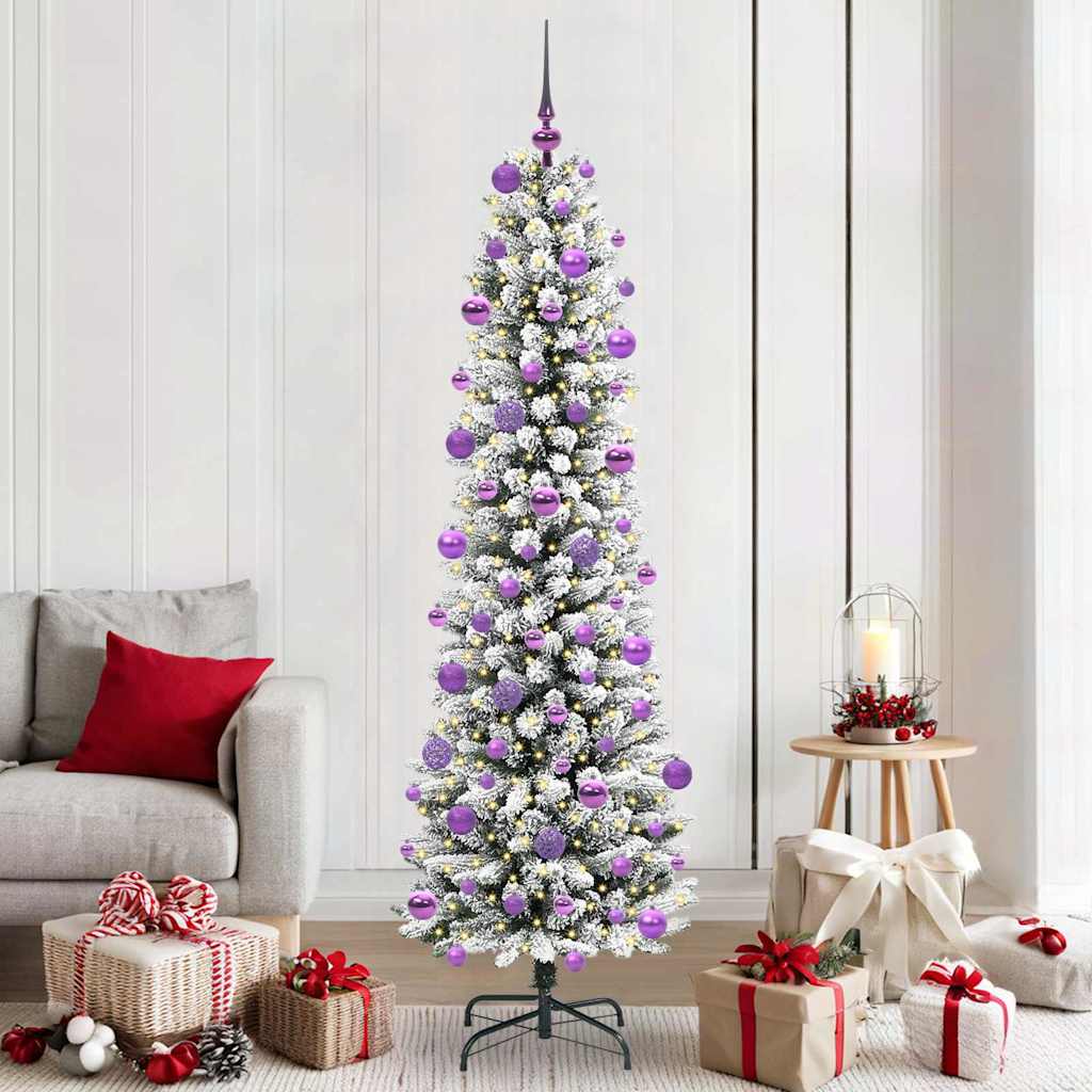 FIRDEN Artificial Christmas Tree with 300 LEDs Green and white 210 cm