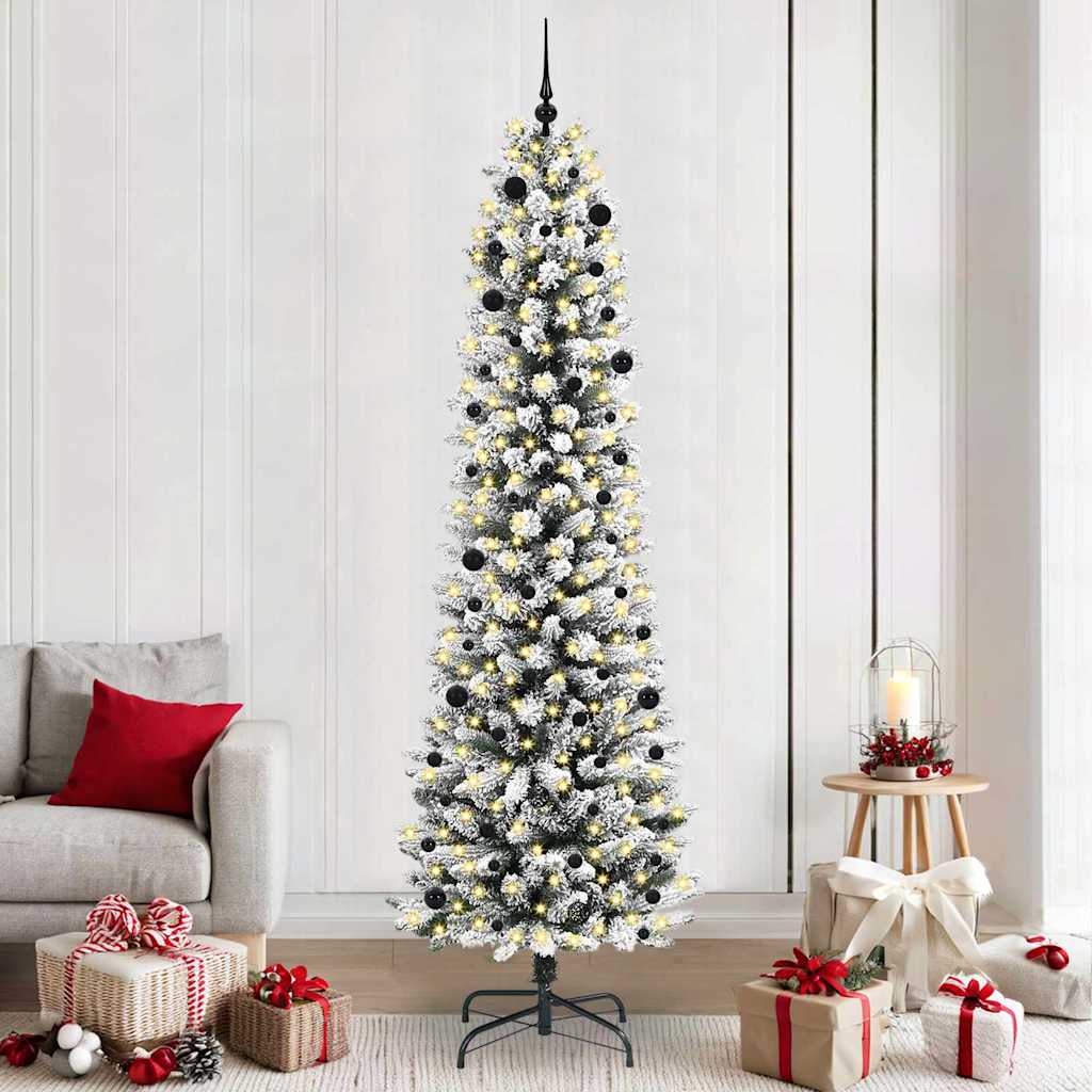 FIRDEN Artificial Christmas Tree with 300 LEDs Green and white 240 cm