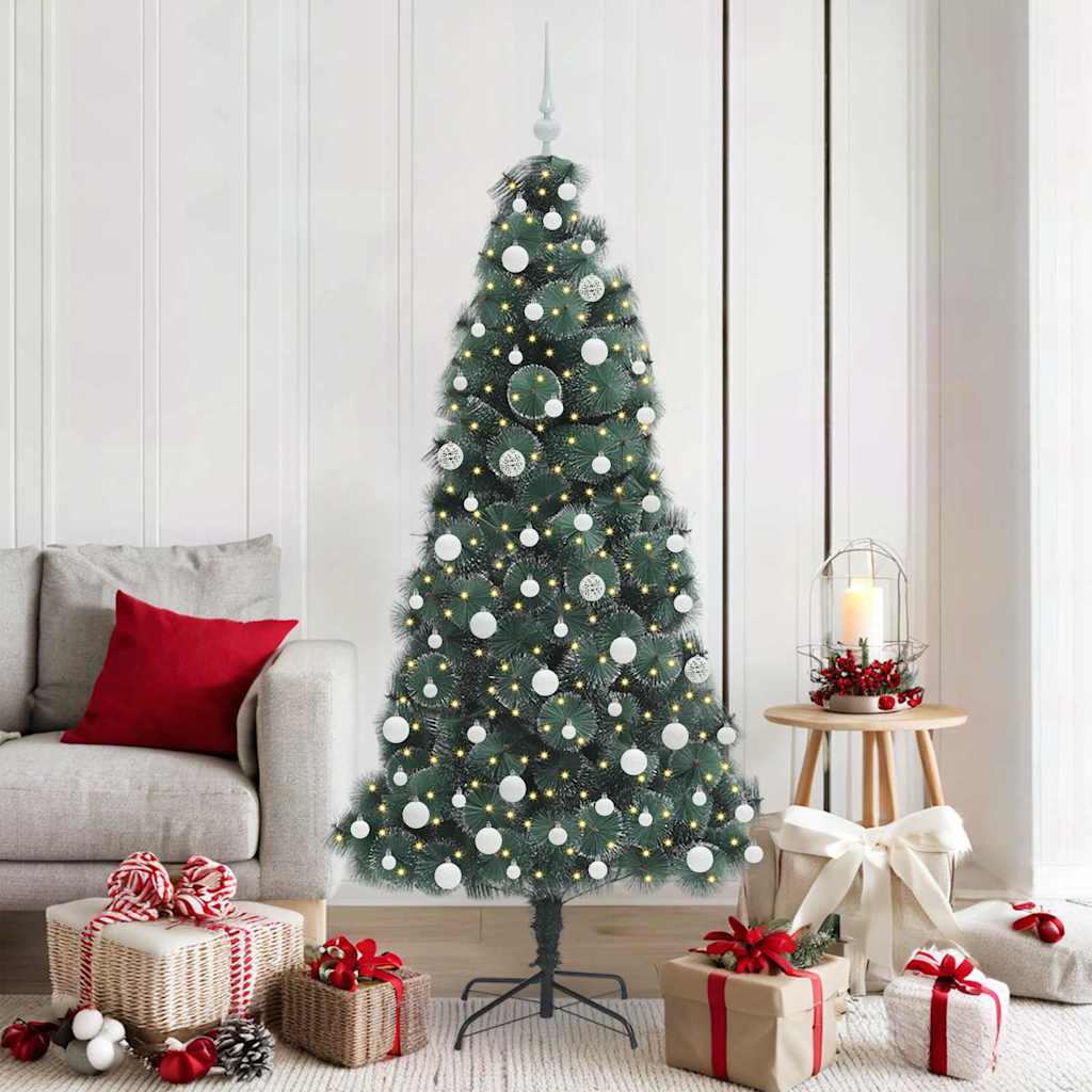 FIRDEN Artificial Pre-lit Christmas Tree with Ball Set Green 180 cm