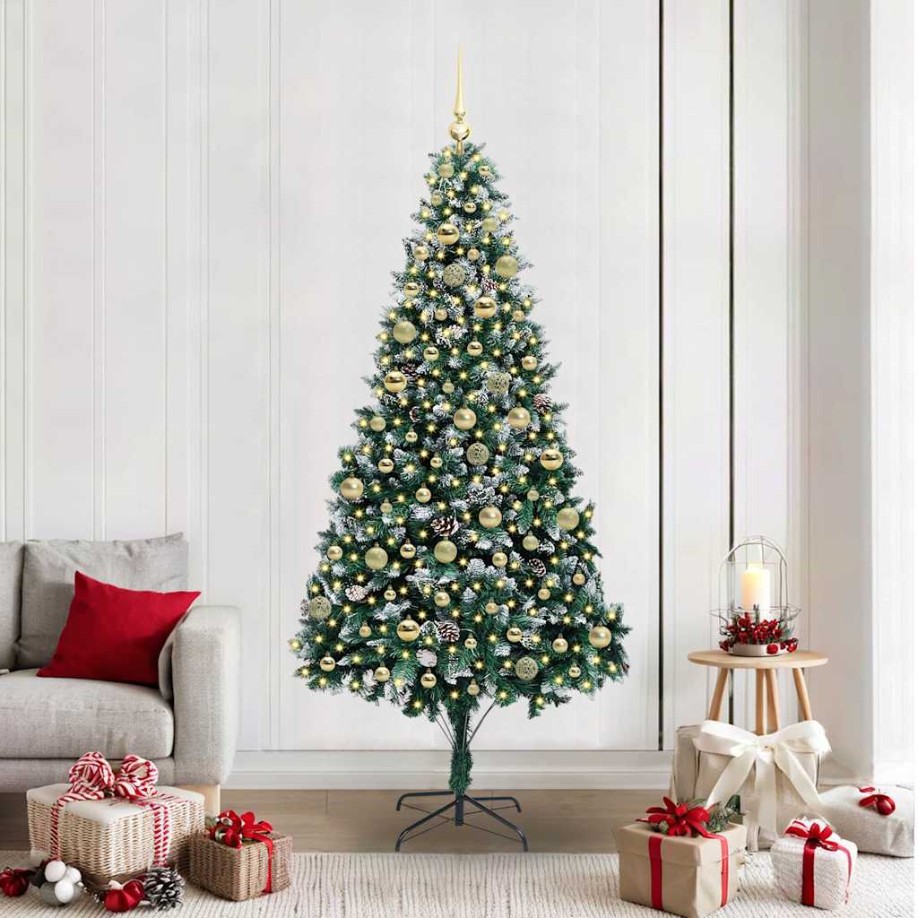 COSWIN Artificial Christmas Tree with 300 LEDs with Stand Green 210 cm