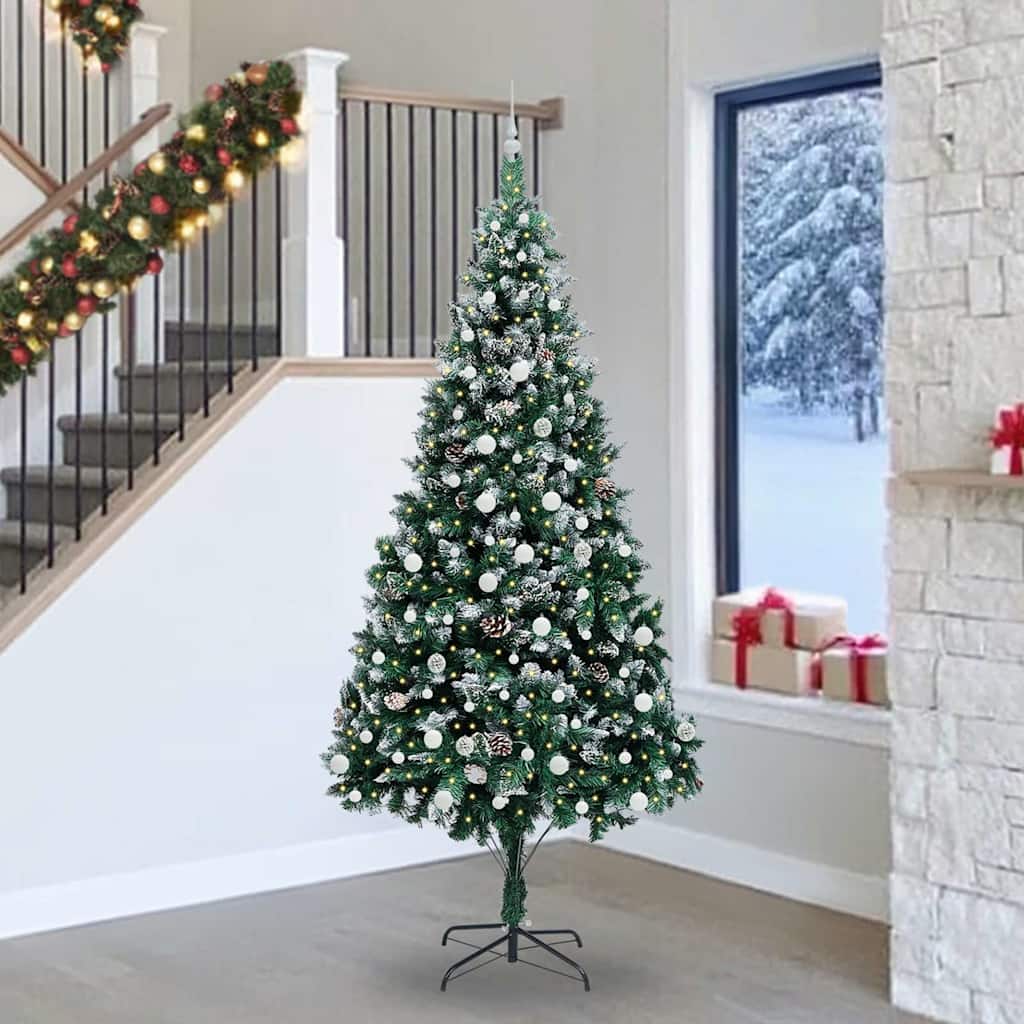 COSWIN Artificial Christmas Tree with 300 LEDs with Stand Green 240 cm
