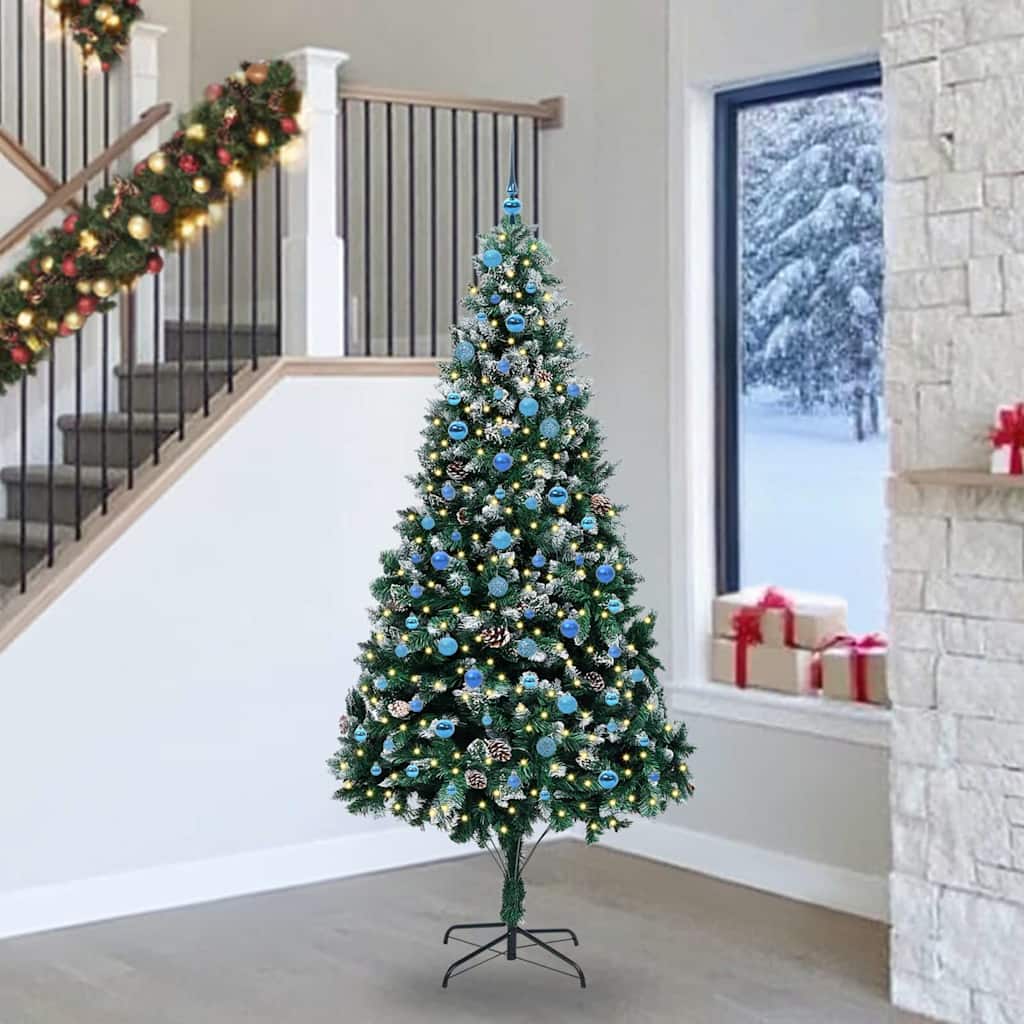 COSWIN Artificial Christmas Tree with 300 LEDs with Stand Green 240 cm