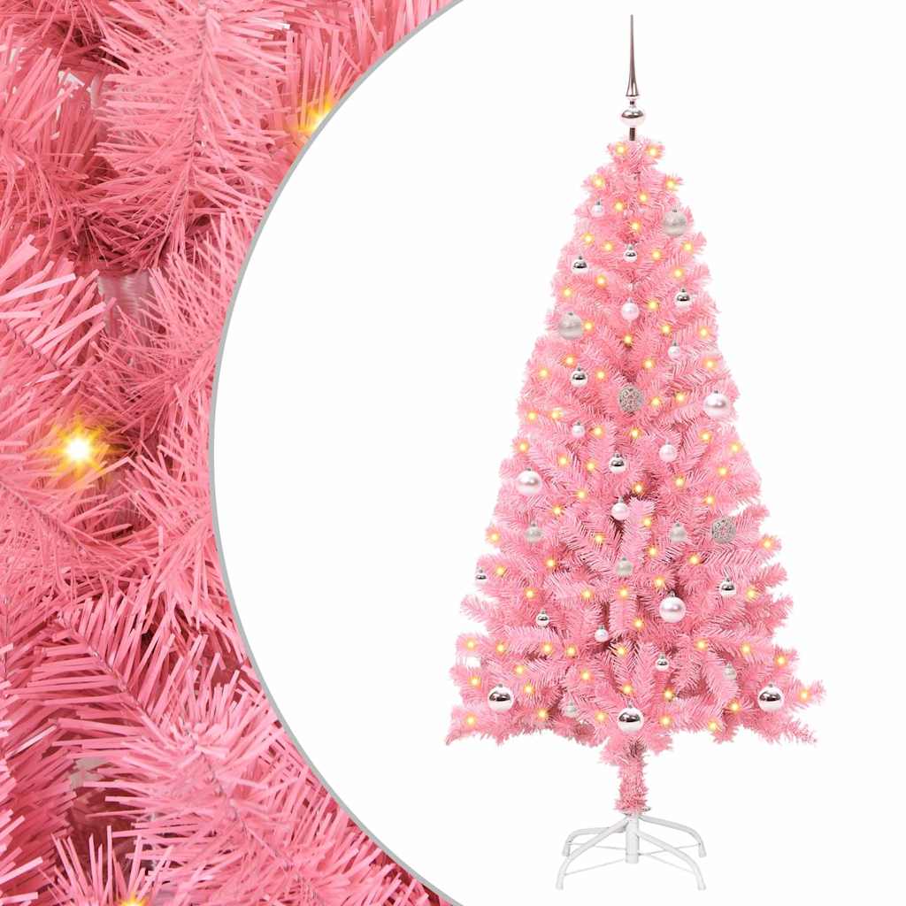 CINDOR Christmas Tree with 150 LEDs with Stand Pink 150 cm PVC