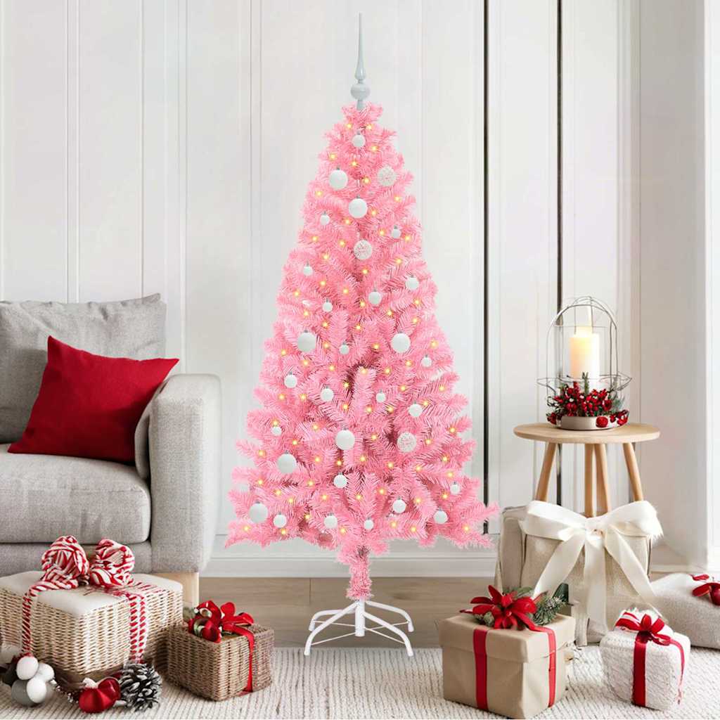 CINDOR Christmas Tree with 150 LEDs with Stand Pink 150 cm PVC