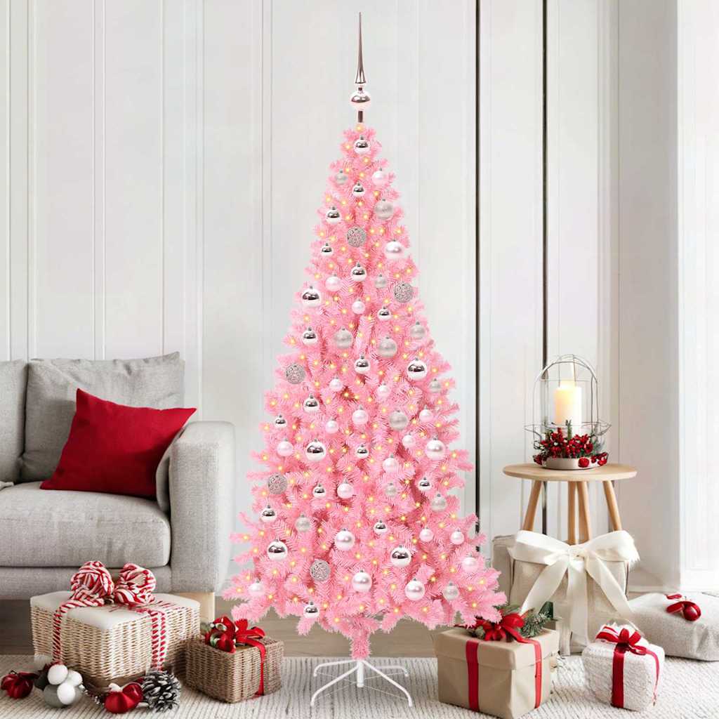 CINDOR Christmas Tree with 300 LEDs with Stand Pink 180 cm PVC