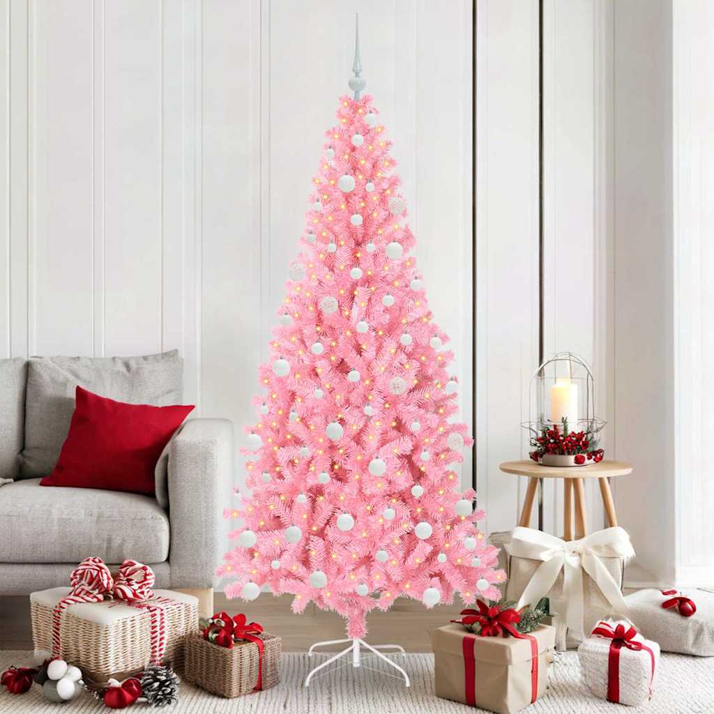 CINDOR Christmas Tree with 300 LEDs with Stand Pink 180 cm PVC