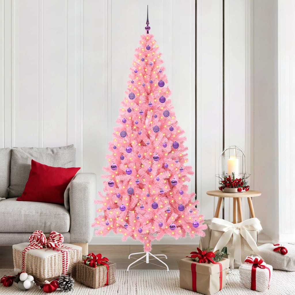 CINDOR Christmas Tree with 300 LEDs with Stand Pink 180 cm PVC
