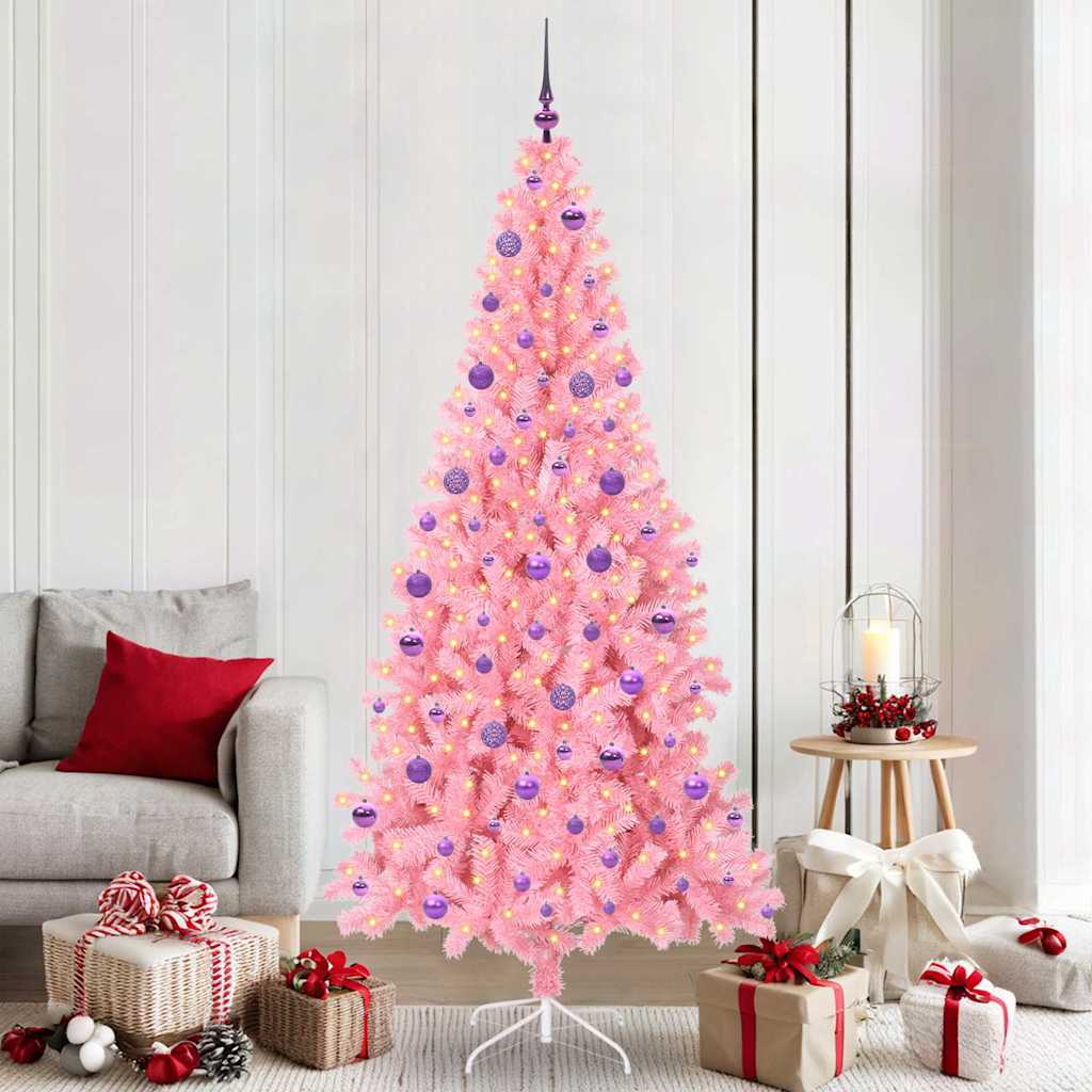 CINDOR Christmas Tree with 300 LEDs with Stand Pink 210 cm PVC