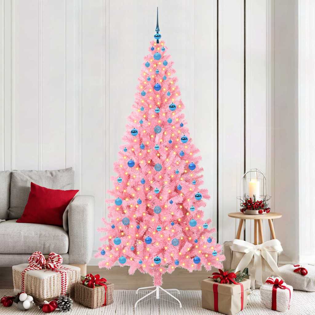 CINDOR Christmas Tree with 300 LEDs with Stand Pink 210 cm PVC