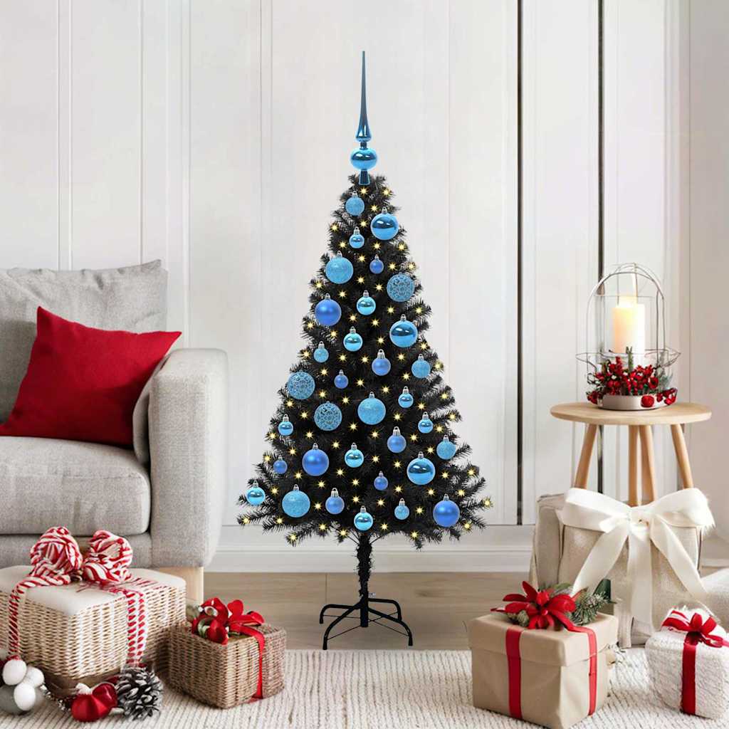 CINDOR Christmas Tree with 150 LEDs with Stand Black 120 cm PVC