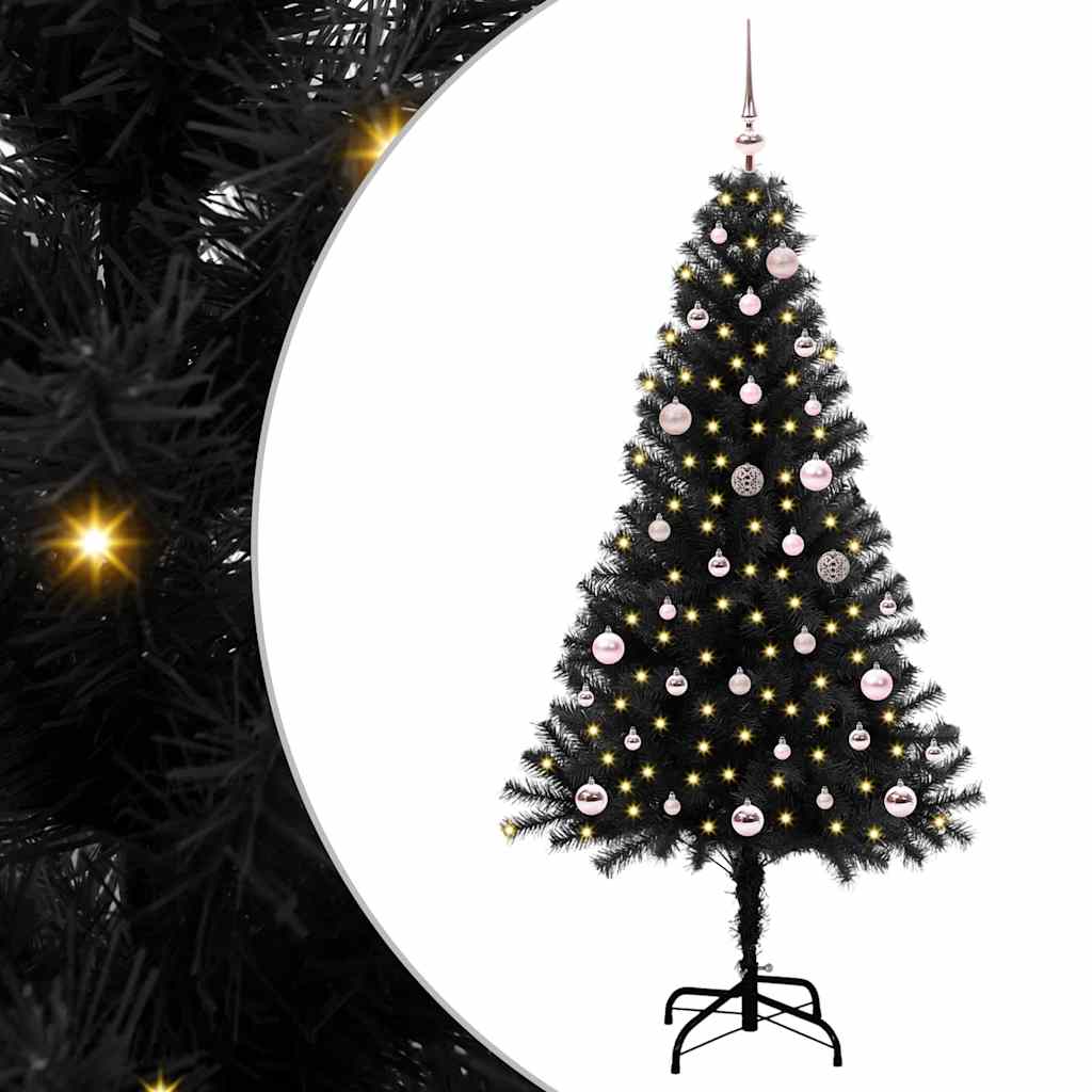 CINDOR Christmas Tree with 150 LEDs with Stand Black 150 cm PVC
