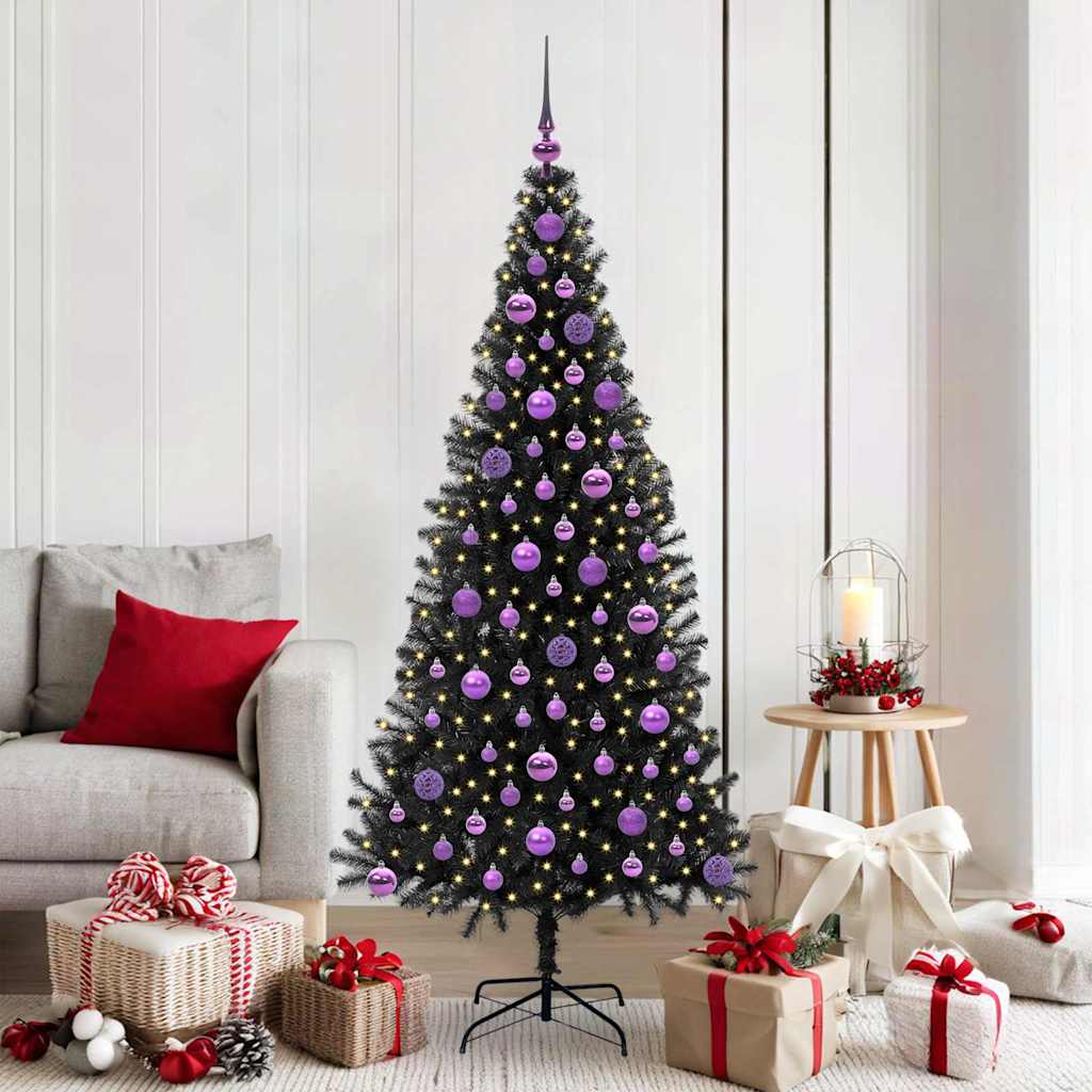 CINDOR Christmas Tree with 300 LEDs with Stand Black 180 cm PVC